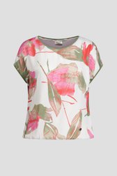 Productfoto 1 van T-shirt met bloemenprint in kaki en roze door Barbara Lebek voor Dames