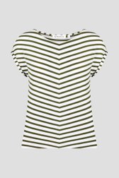 T-shirt met gestreept wit-kaki patroon van Bicalla voor Dames