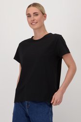 T-shirt noir avec col rond de Liberty Island pour Femmes