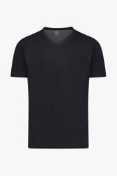 T-shirt noir en coton à encolure en V de Ravøtt pour Hommes