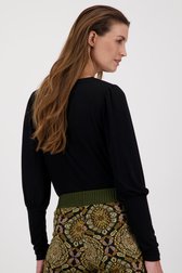 T-shirt noir fin avec manches détaillées de Geisha pour Femmes