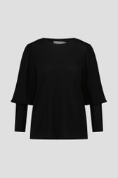 T-shirt noir fin avec manches détaillées de Geisha pour Femmes