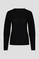 T-shirt noir fin avec manches détaillées de Geisha pour Femmes