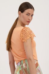 T-shirt orange à manches courtes crochetées  de D'Auvry pour Femmes