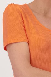 T-shirt orange à texture gaufrée de Claude Arielle pour Femmes