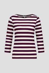 Photo produit 1 de T-shirt rayé bordeaux à manches 3/4 de More & More pour Femmes