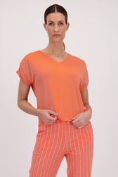 T-shirt rose corail à col V de D'Auvry pour Femmes