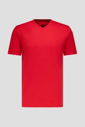 T-shirt rouge à col en V de Ravøtt pour Hommes