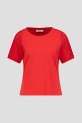 T-shirt rouge à manches crochetées de Libelle pour Femmes