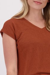 Détail de T-shirt rouille à col en V de Liberty Loving nature pour Femmes