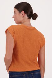 T-shirt sans manches orange de Liberty Island pour Femmes