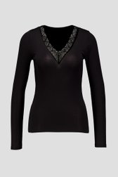 Le devant de T-shirt thermique noir à manches longues de Liberty Island pour Femmes