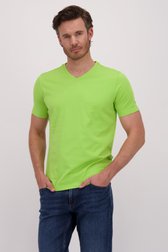 T-shirt vert à col en V de Liberty Island pour Hommes
