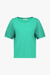 T-shirt vert à manches crochetées de Libelle pour Femmes