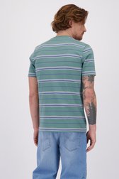 Le dos de T-shirt vert à rayures bleues de Ravøtt pour Hommes