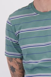 Détail de T-shirt vert à rayures bleues de Ravøtt pour Hommes