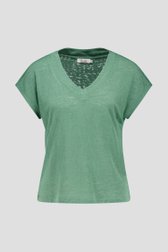 T-shirt vert avec col en V de Liberty Loving nature pour Femmes