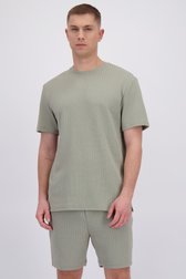 Le devant de T-shirt vert clair en tissu texturé  de Only & Sons pour Hommes