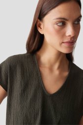 Détail de T-shirt vert foncé avec structure de Opus pour Femmes