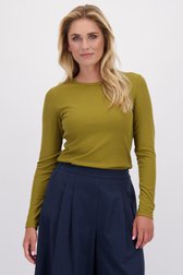 Le devant de T-shirt vert olive à manches longues de Libelle pour Femmes
