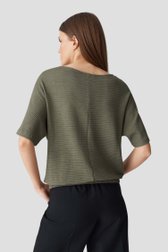 T-shirt vert olive à structure gaufrée de Opus pour Femmes