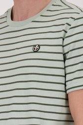 T-shirt vert rayé à col rond de Bluefields pour Hommes