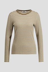 Photo produit 1 de T-shirt vert rayé à manches longues de Libelle pour Femmes