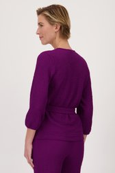 T-shirt violet foncé en tissu texturé de Claude Arielle pour Femmes