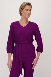 T-shirt violet foncé en tissu texturé de Claude Arielle pour Femmes
