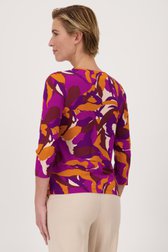 T-shirt violet-orange avec col en V de Claude Arielle pour Femmes