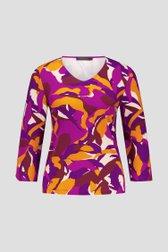T-shirt violet-orange avec col en V de Claude Arielle pour Femmes