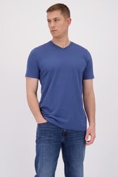 Video van Blauw katoenen T-shirt met V-hals door Liberty Island voor Heren
