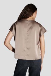 Achterkant van Taupe blouse met satin look door Opus voor Dames