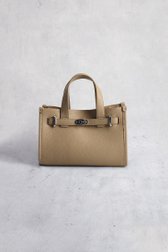 Voorkant van Taupe handtas in leather look met zilveren details door Liberty Island voor Dames