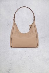 Achterkant van Taupe schoudertas met gouden details door Laurent David voor Dames