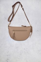 Achterkant van Taupe schoudertas met leather look door Laurent David voor Dames