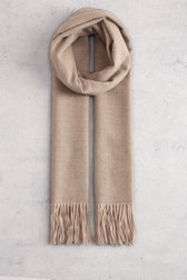 Voorkant van Taupe sjaal met franjes  door Modeno voor Dames