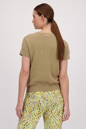 Taupe trui met korte mouwen van Barbara Lebek voor Dames