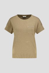 Taupe trui met korte mouwen van Barbara Lebek voor Dames