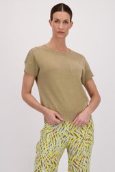 Taupe trui met korte mouwen van Barbara Lebek voor Dames