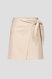 Taupe wikkelrok in leather look van Louise voor Dames