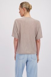 Achterkant van Taupe wollen truitje met korte mouwen door Liberty Island voor Dames