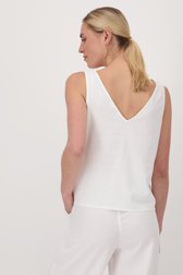 Top blanc sans manches avec col en V et dos ouvert de Liberty Island pour Femmes