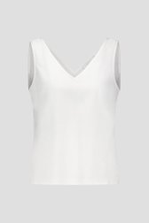 Top blanc sans manches avec col en V et dos ouvert de Liberty Island pour Femmes