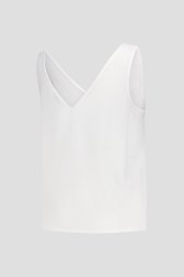 Top blanc sans manches avec col en V et dos ouvert de Liberty Island pour Femmes