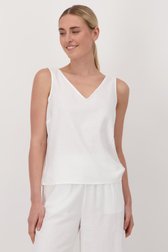 Top blanc sans manches avec col en V et dos ouvert de Liberty Island pour Femmes