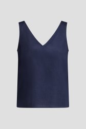 Photo produit 1 de Top bleu marine en lin à double encolure en V de Liberty Island pour Femmes
