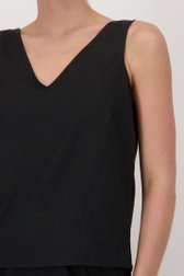 Top en lin noir avec encolure en V 	 de Liberty Island pour Femmes