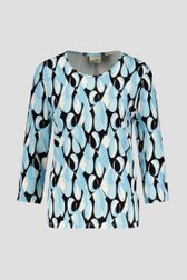 Turqoise T-shirt met zwarte print van Barbara Lebek voor Dames