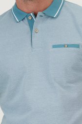 Turquoise polo met streep in de kraag van Dansaert Blue voor Heren